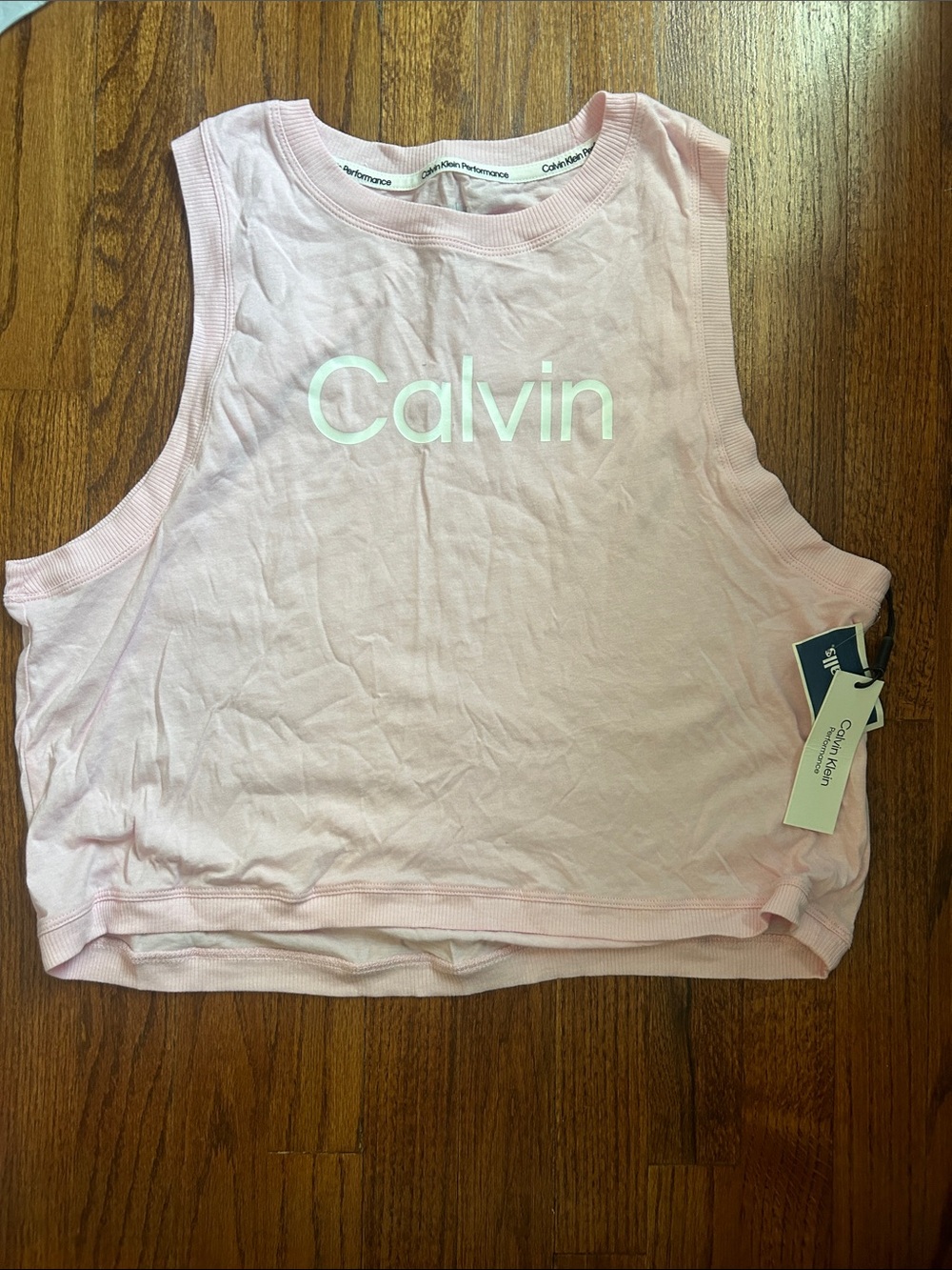 Calvin Klein Pale Pink Logo Cropped Tank